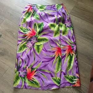 Floral  Skirt Maxi Women Silk Hawaiian Skirt Faux Wrap Tropical